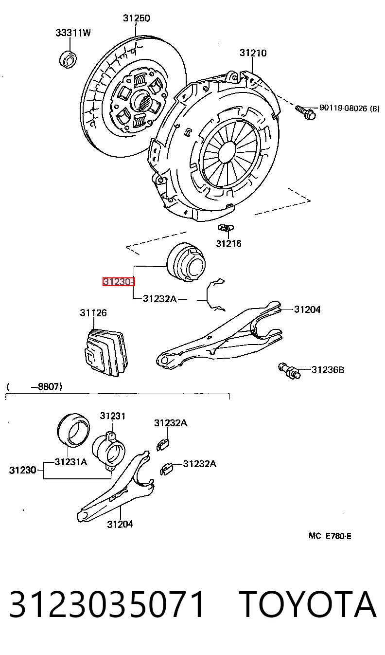 3123035071 Toyota Rolamento de liberação de embraiagem