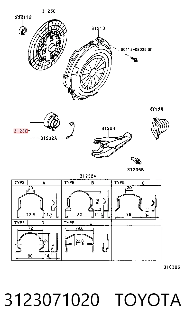 Rolamento de liberação de embraiagem Toyota Hilux  N