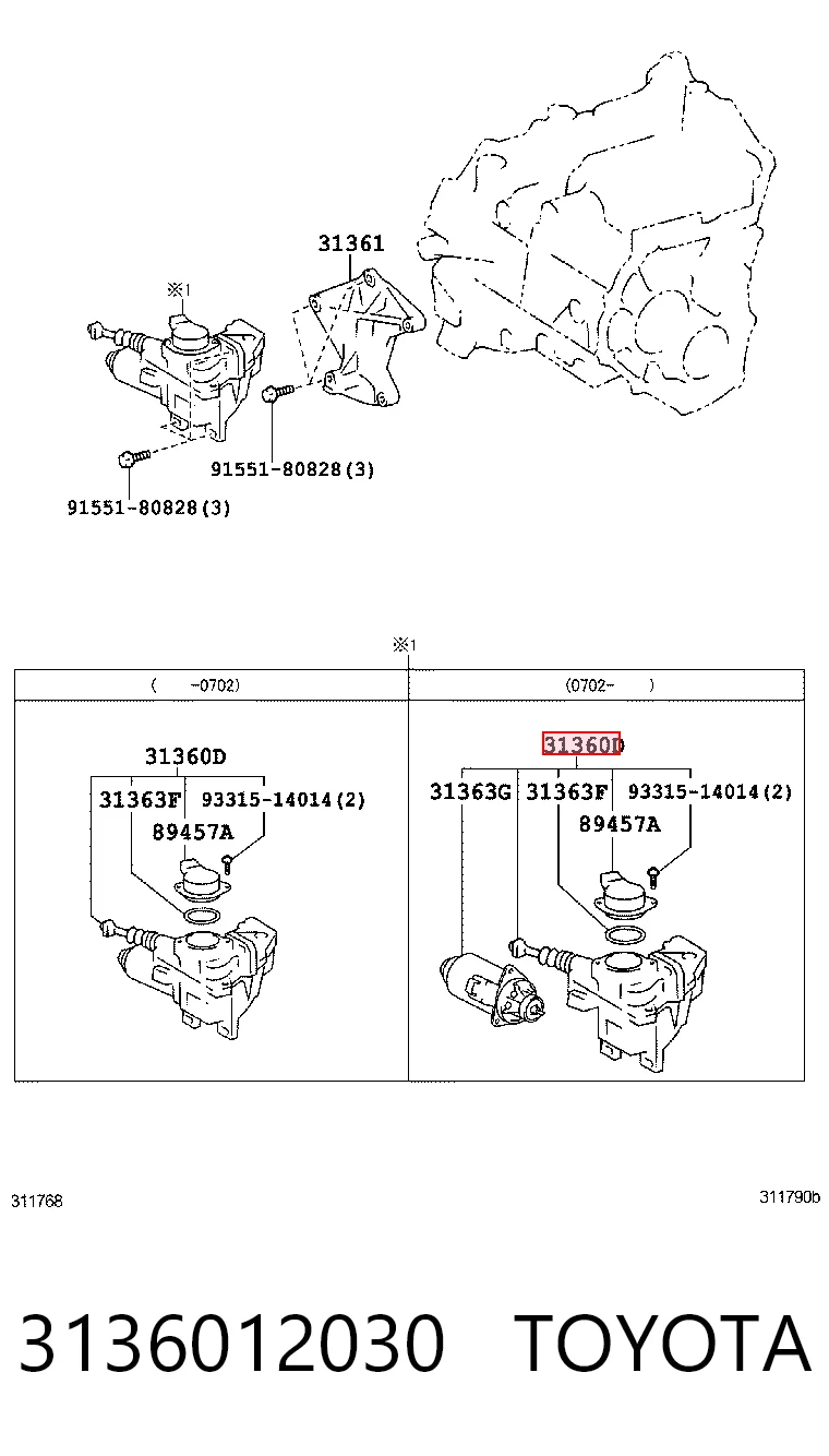 3136012030 Toyota Atuador de embraiagem