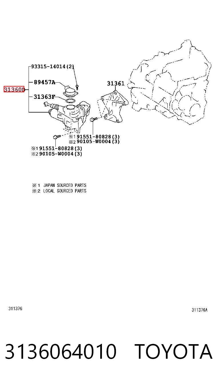 3136064010 Toyota Atuador de embraiagem