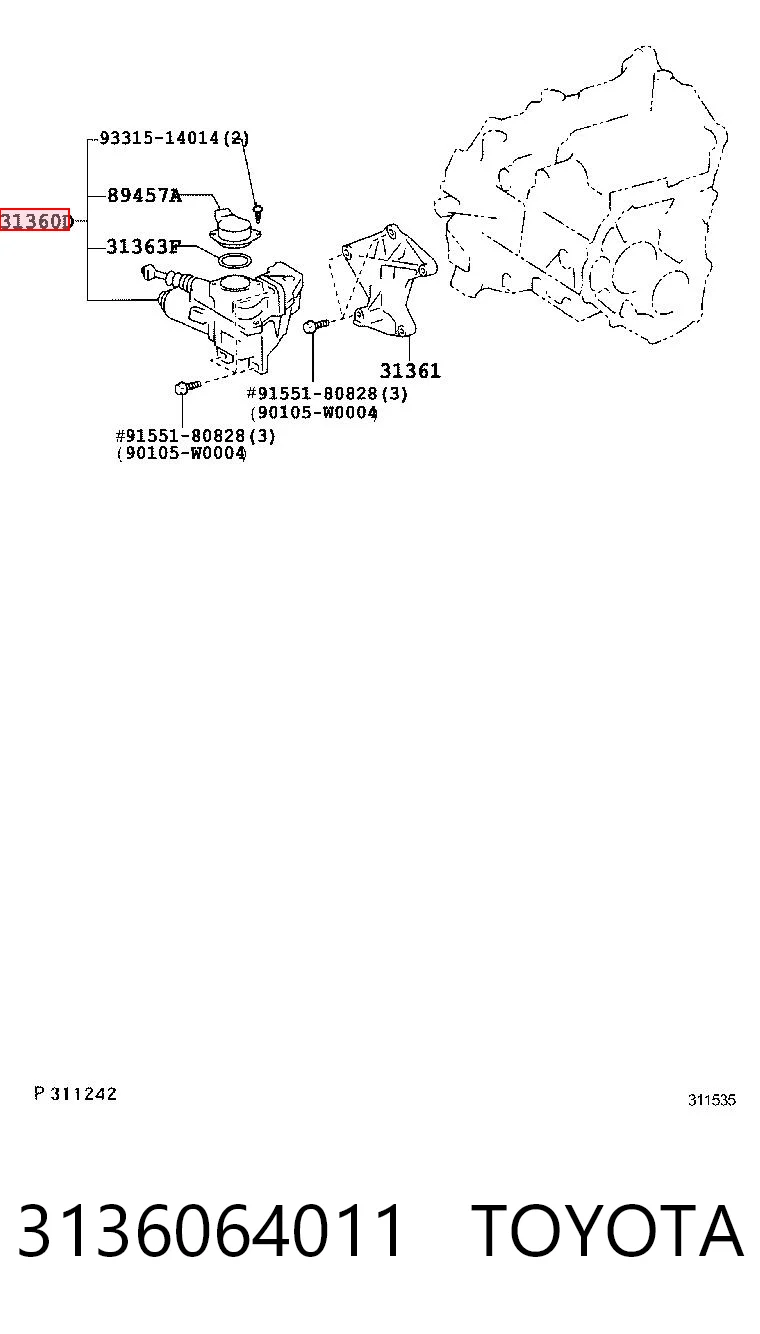 3136064011 Toyota Atuador de embraiagem