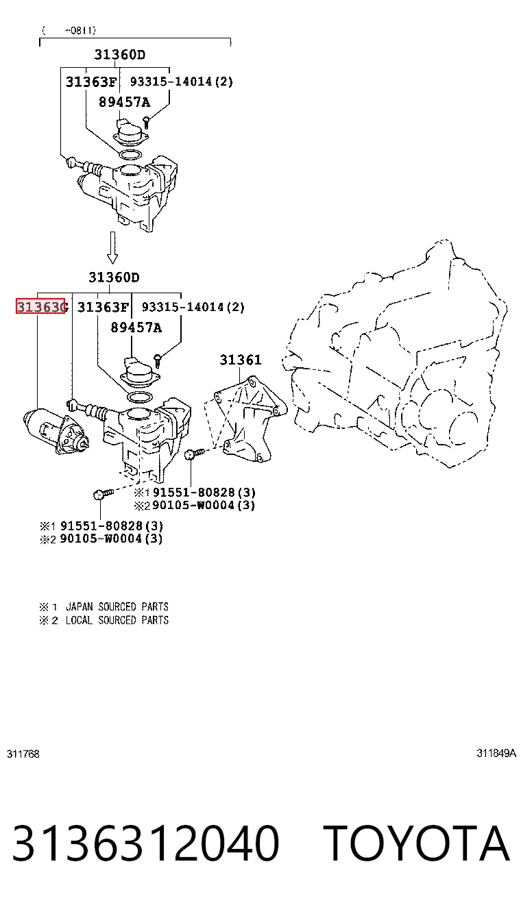 3136312040 Toyota Motor elétrico do atuador de ativação de embraiagem