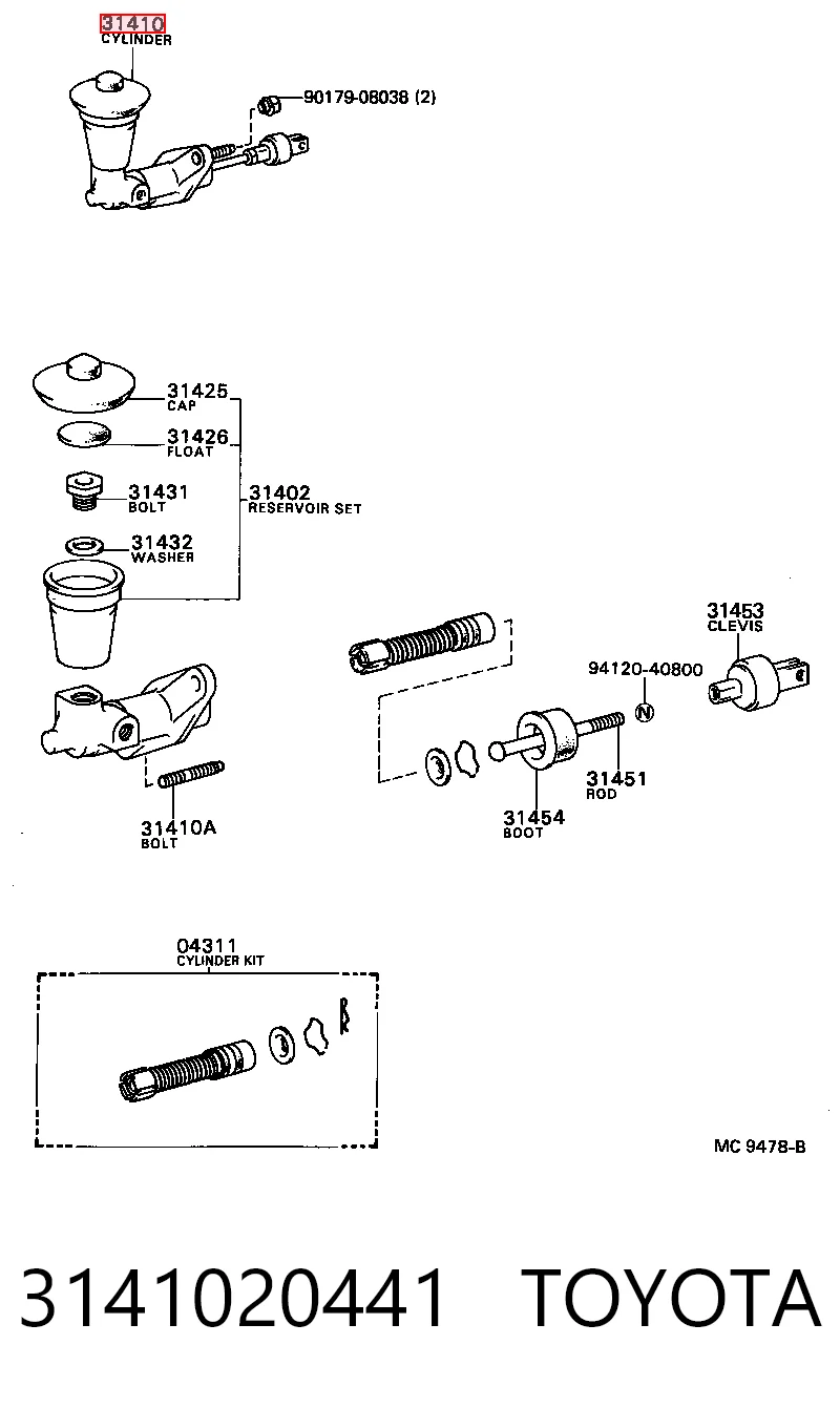 Cilindro mestre de embraiagem para Toyota Corolla E8