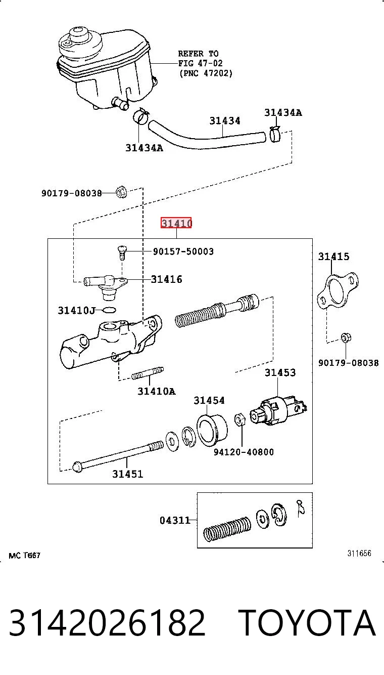 Cilindro mestre de embraiagem para Toyota Hiace IV H1, H2