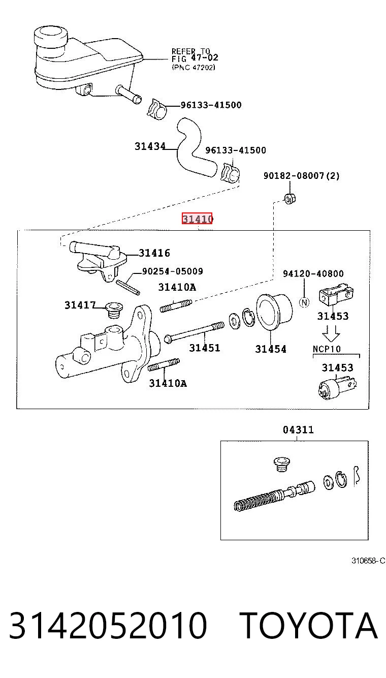  Cilindro mestre de embraiagem Toyota RAV4 I Cabrio SUV (SXA 10) (1997 - 2000) I Cabrio