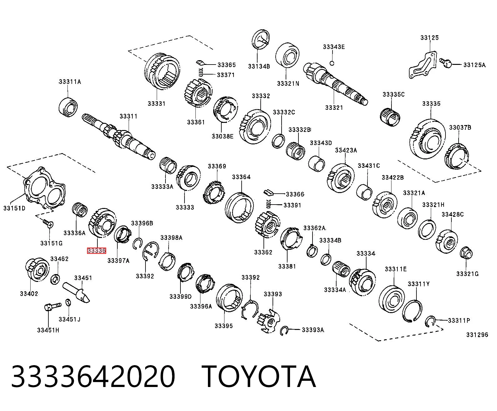 3333642020 Toyota Roda dentada motriz de 5ª velocidade