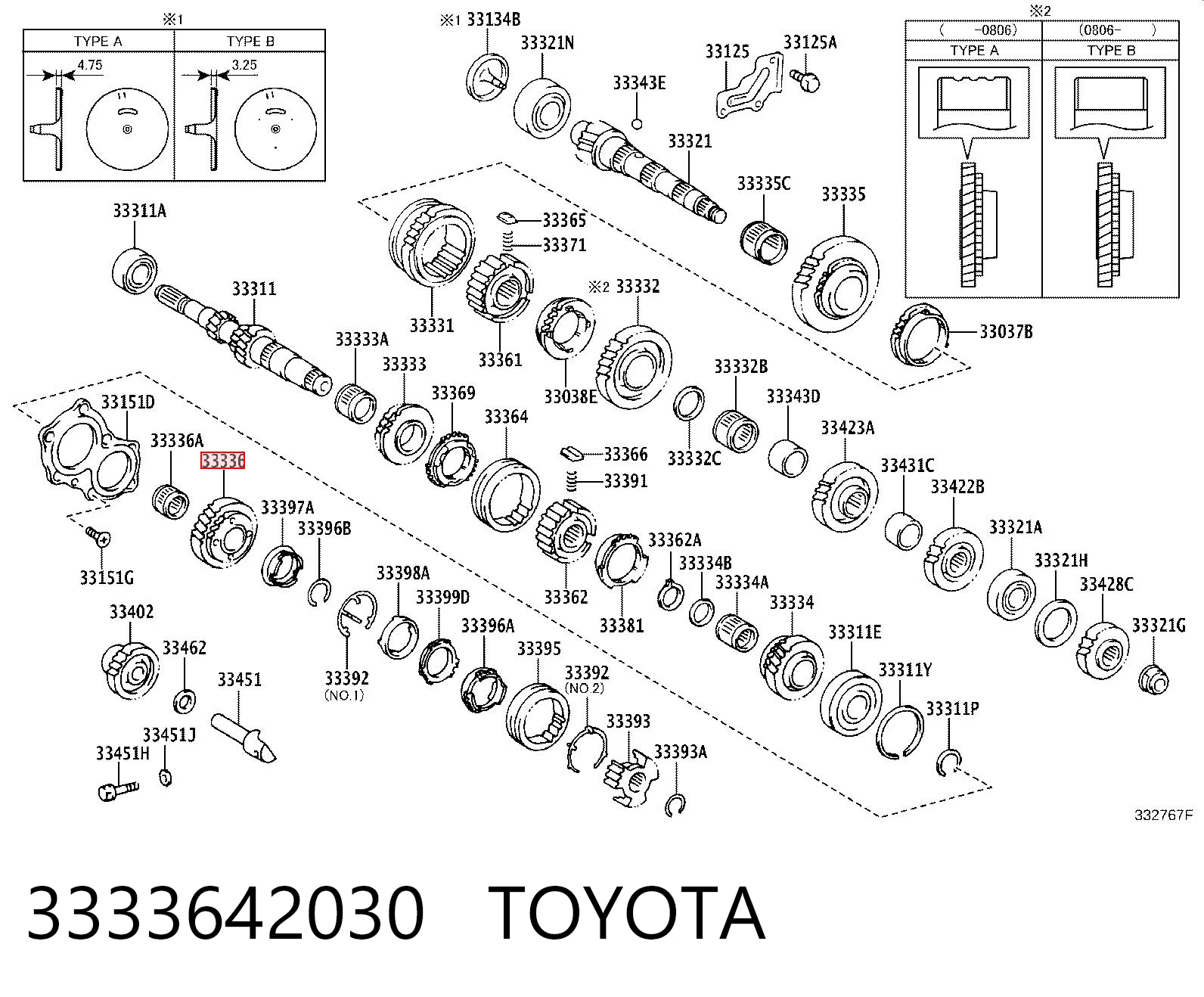 3333642030 Toyota Roda dentada motriz de 5ª velocidade