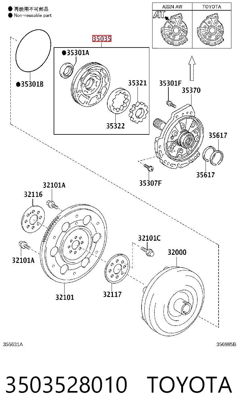 3503528010 Toyota Bomba de óleo da Caixa Automática de Mudança