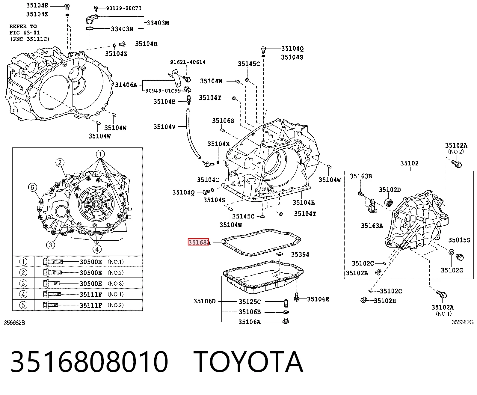 3516808010 Toyota Vedante de panela da Caixa Automática de Mudança/Caixa Mecânica de Mudança