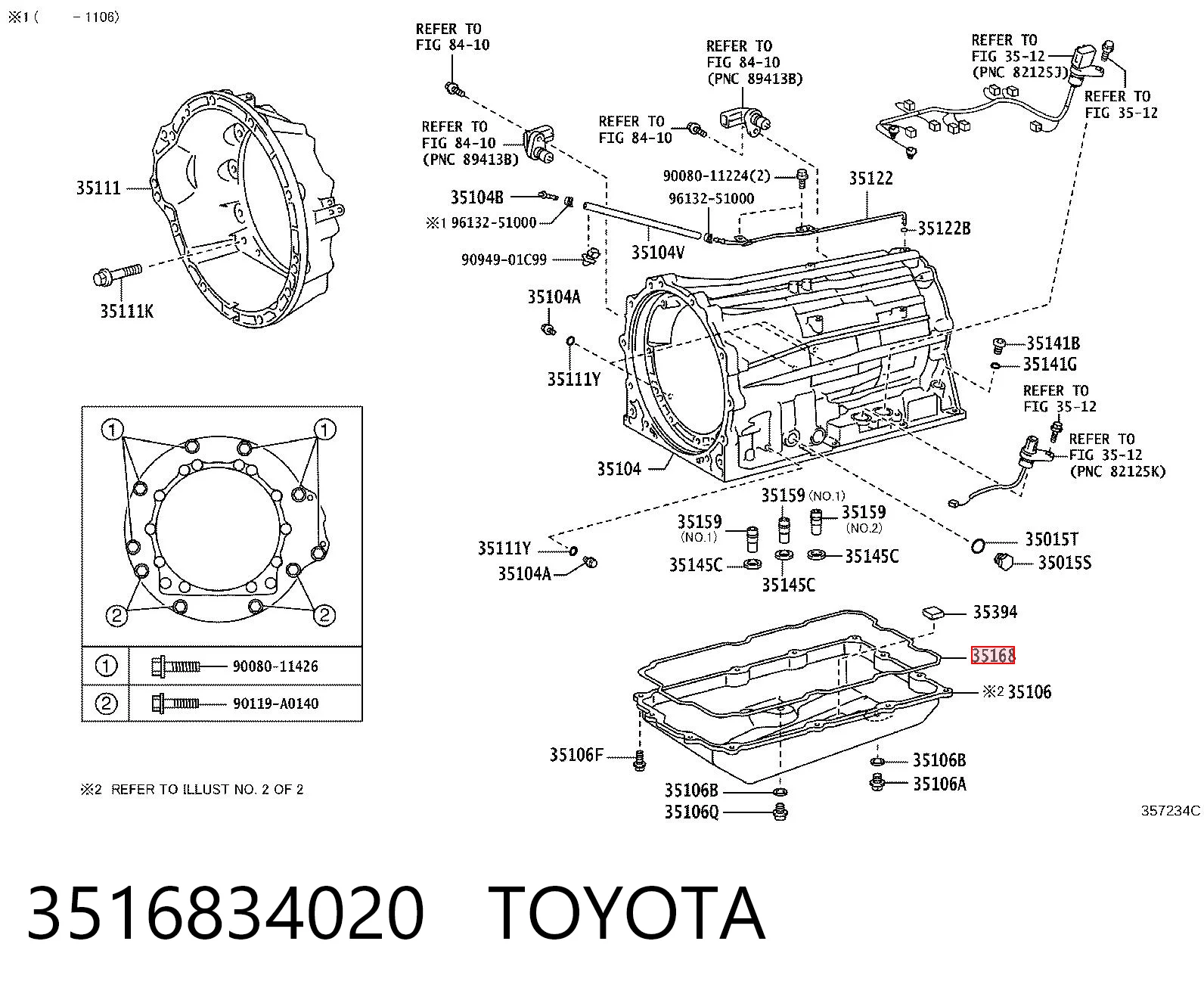 3516834020 Toyota Vedante de panela da Caixa Automática de Mudança/Caixa Mecânica de Mudança