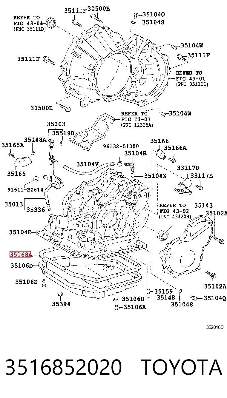 3516852020 Toyota Vedante de panela da Caixa Automática de Mudança/Caixa Mecânica de Mudança