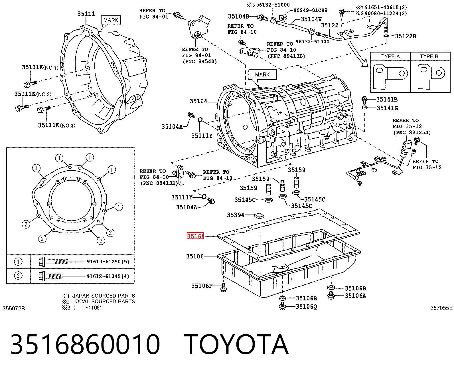3516860010 Toyota Vedante de panela da Caixa Automática de Mudança/Caixa Mecânica de Mudança