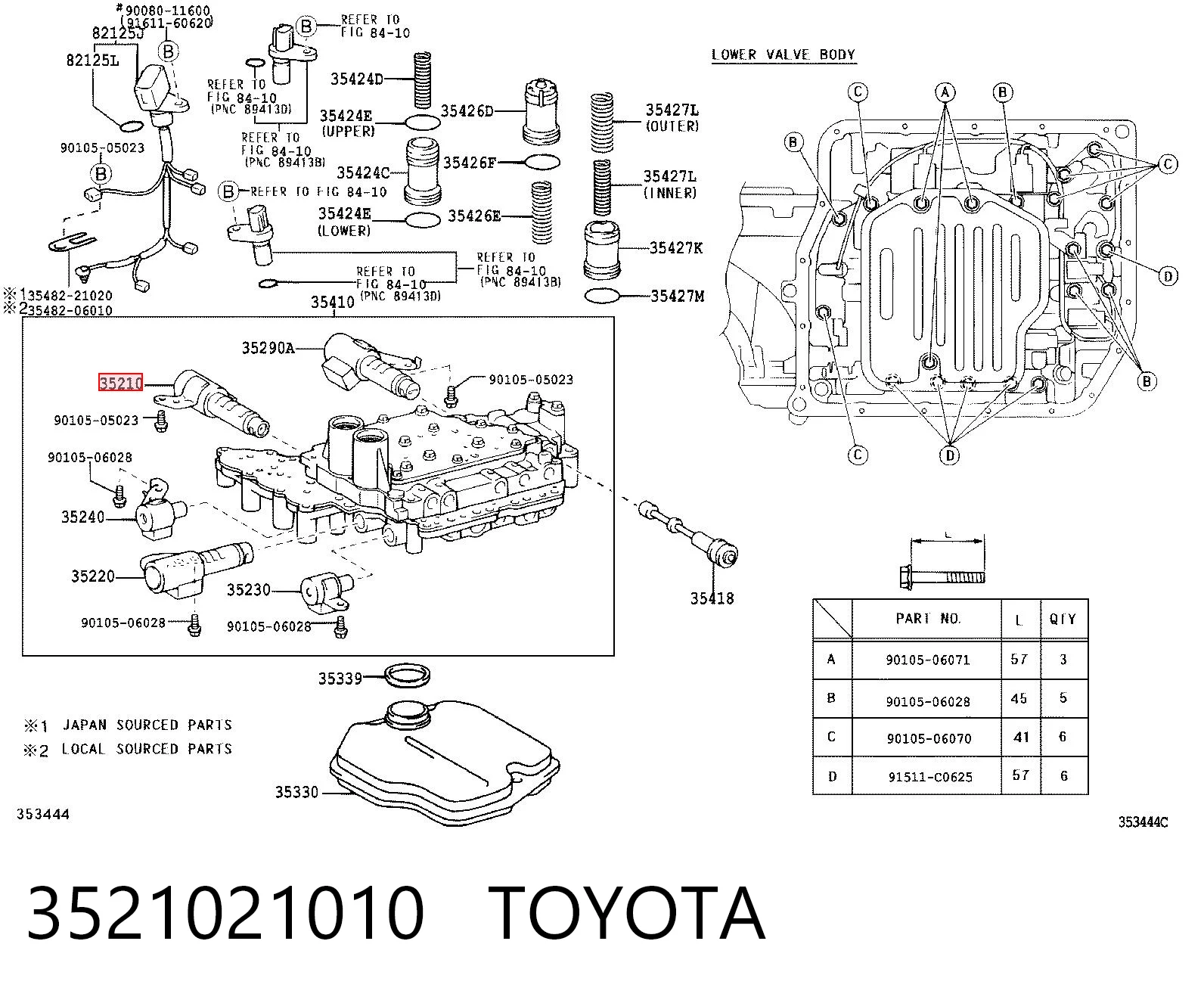 3521021010 Toyota Solenoide da Caixa Automática de Mudança