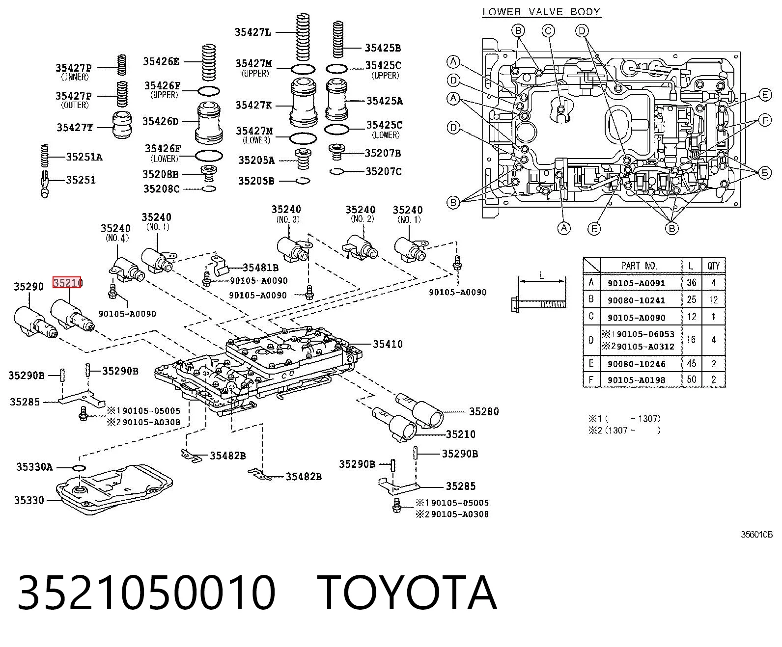 3521050010 Toyota Solenoide da Caixa Automática de Mudança