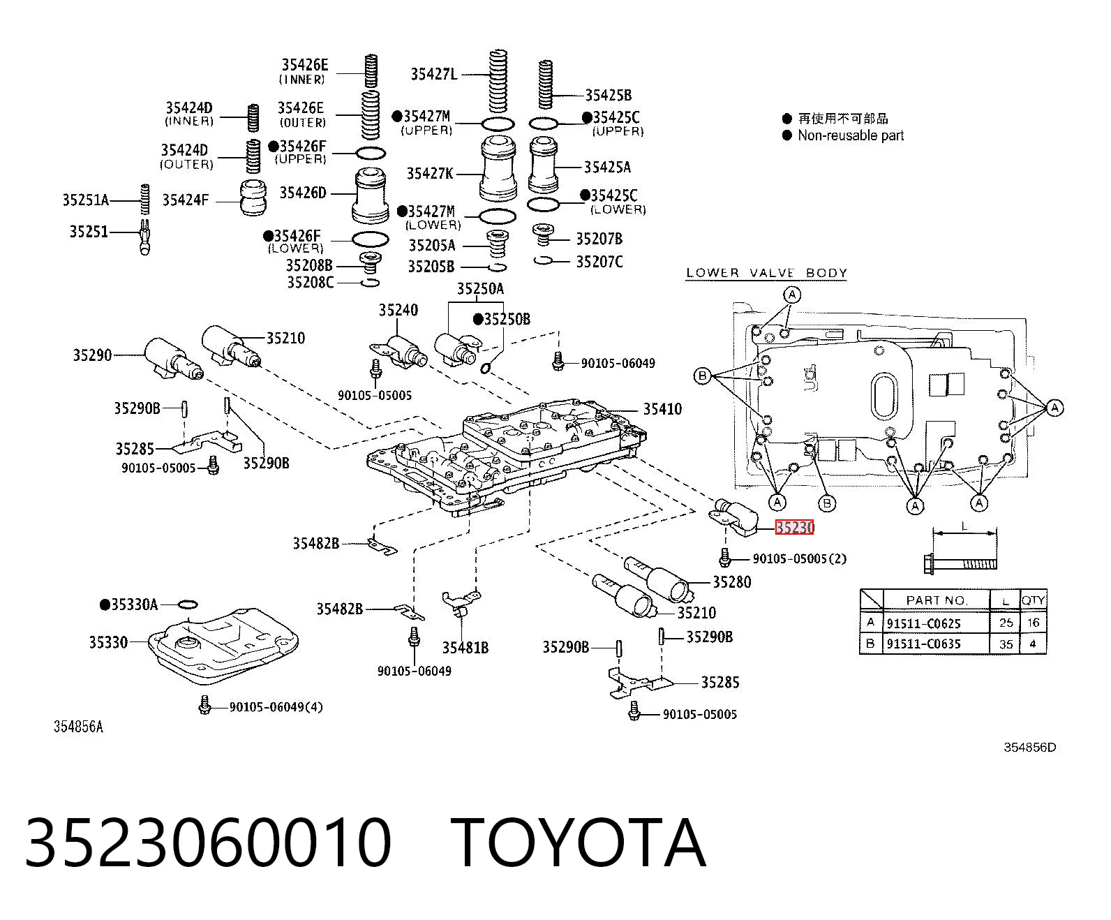 3523060010 Toyota Solenoide da Caixa Automática de Mudança
