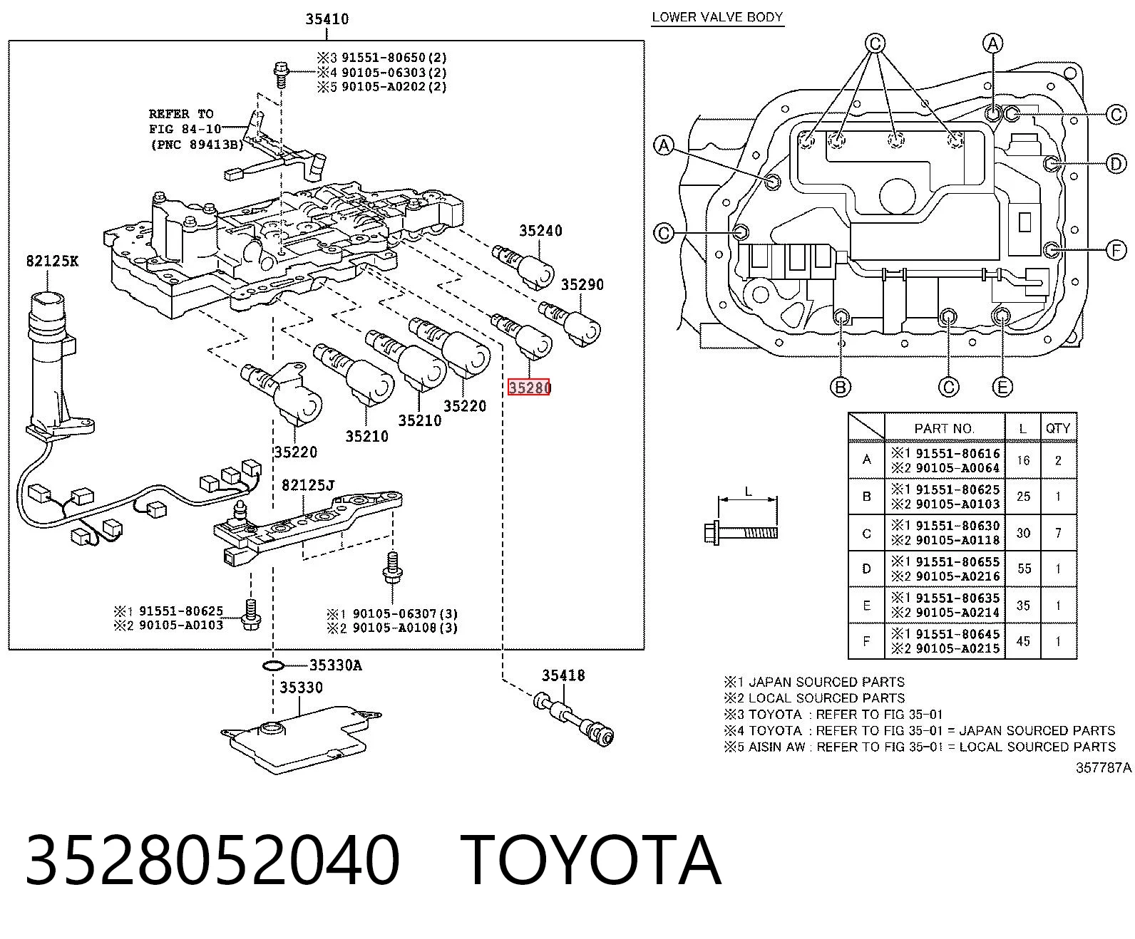 3528052040 Toyota Solenoide da Caixa Automática de Mudança