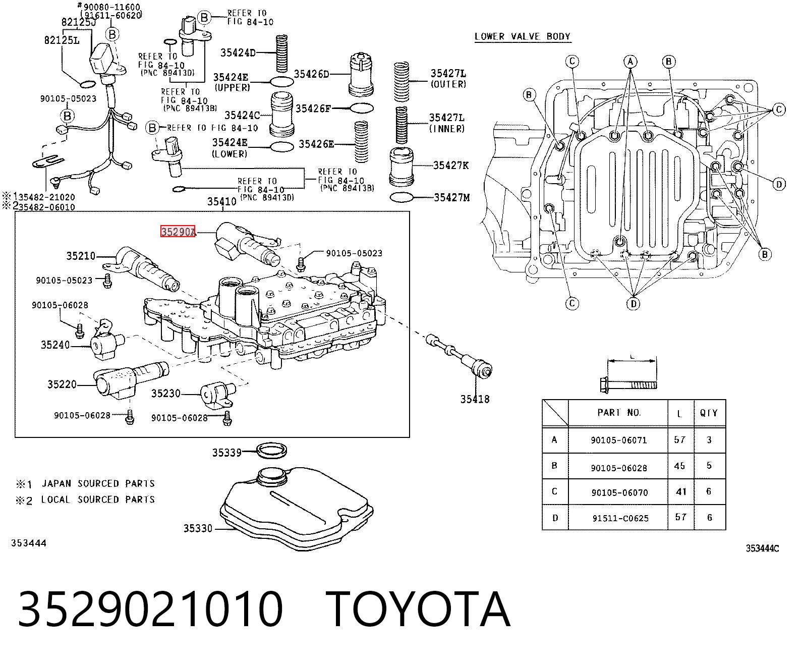 3529021010 Toyota Solenoide da Caixa Automática de Mudança