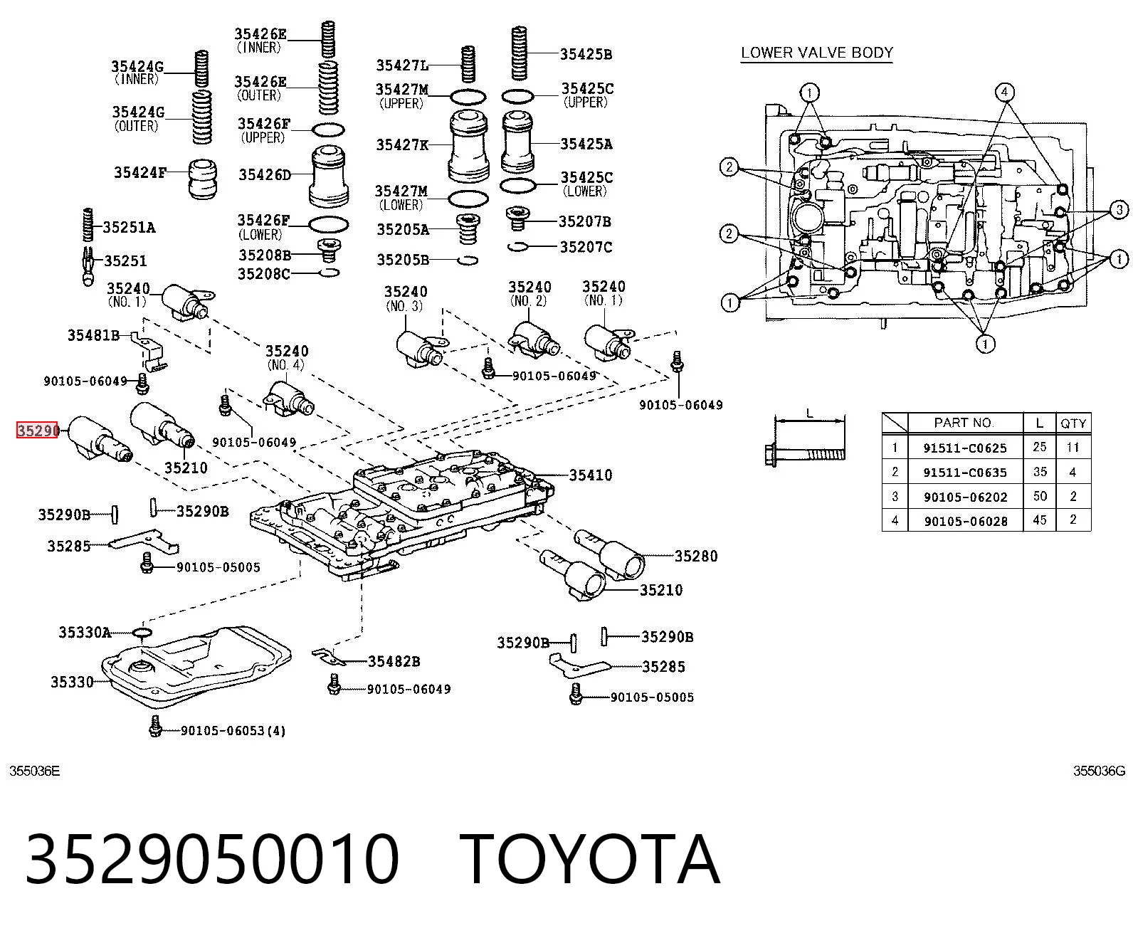 3529050010 Toyota Solenoide da Caixa Automática de Mudança