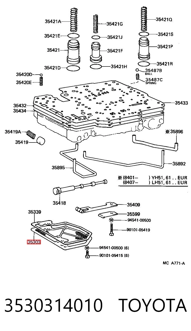 Receptor de óleo (coletor de óleo) para Toyota Hiace III H10