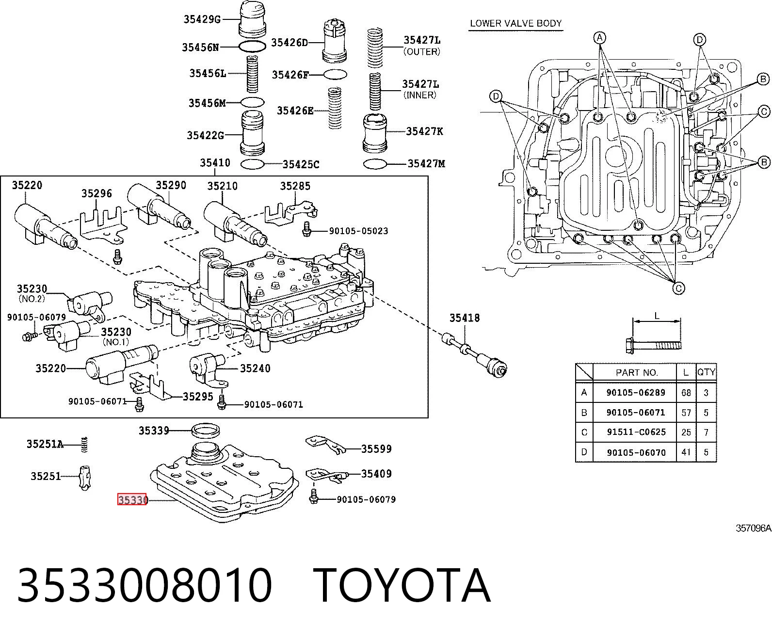 3533008010 Toyota Filtro da Caixa Automática de Mudança