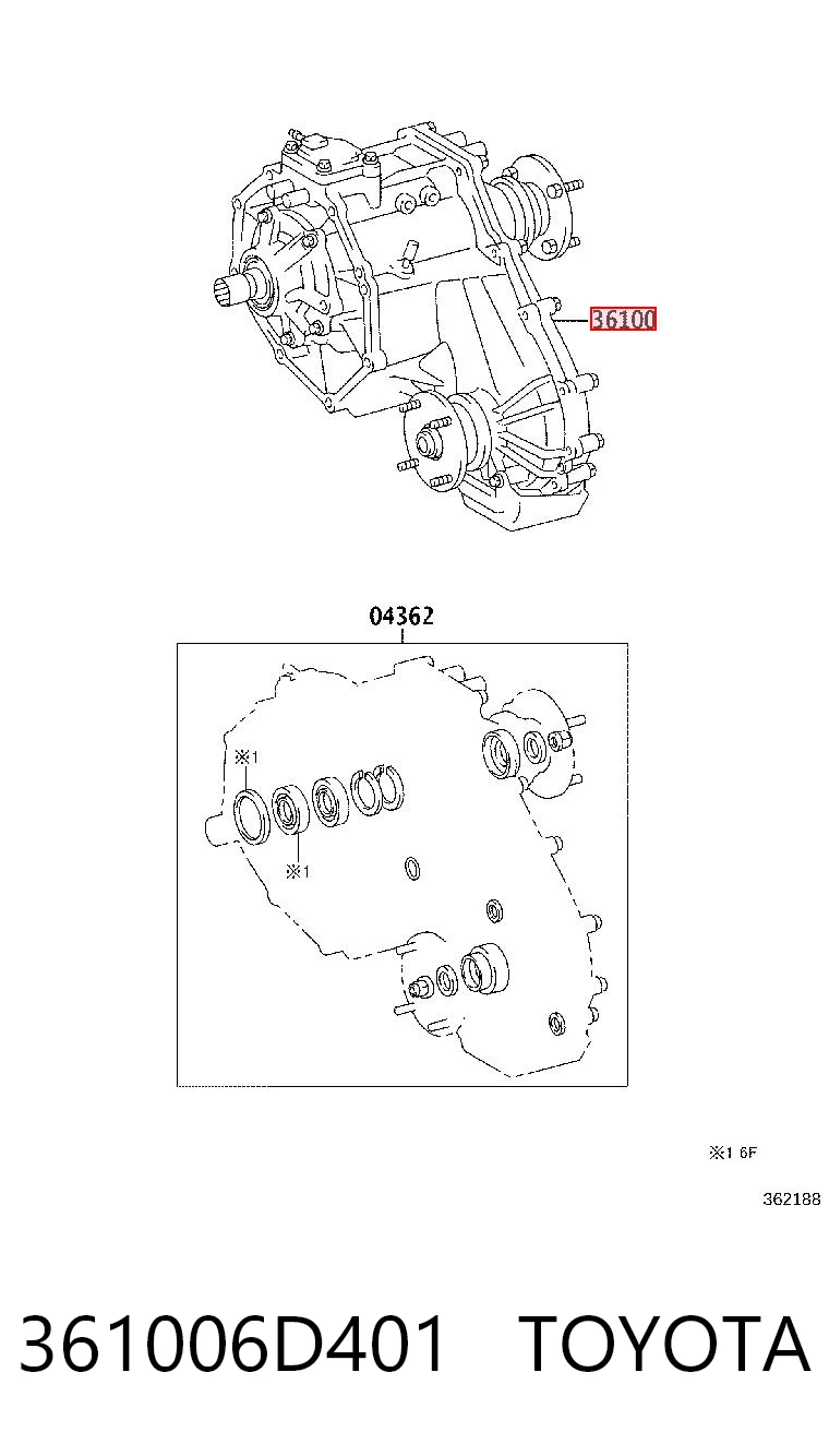 361006D401 Toyota Caixa de transferência