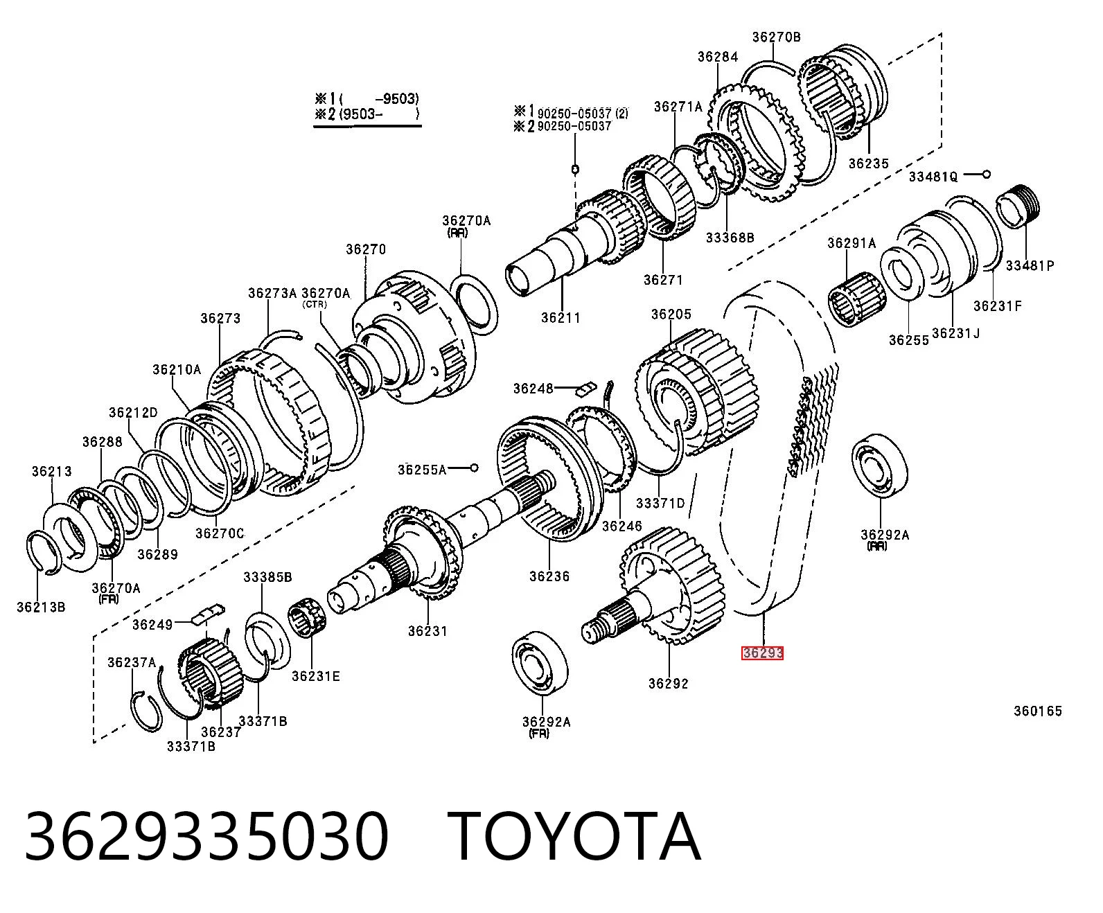 3629335030 Toyota Cadeia de acionamento da caixa de transferência