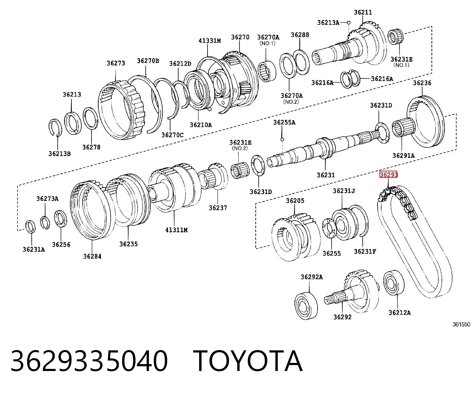 3629335040 Toyota Cadeia de acionamento da caixa de transferência