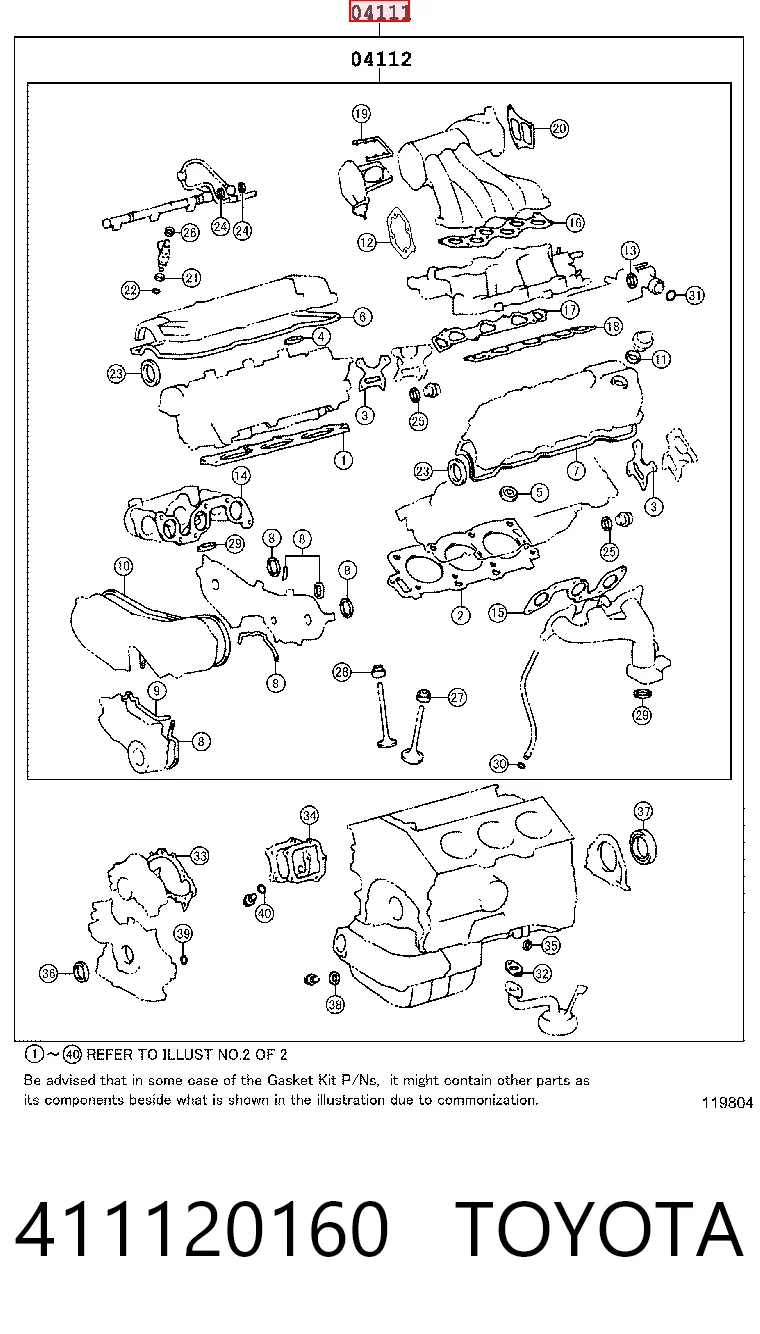 Kit de vedantes de motor completo para Lexus RX 300 MCU15