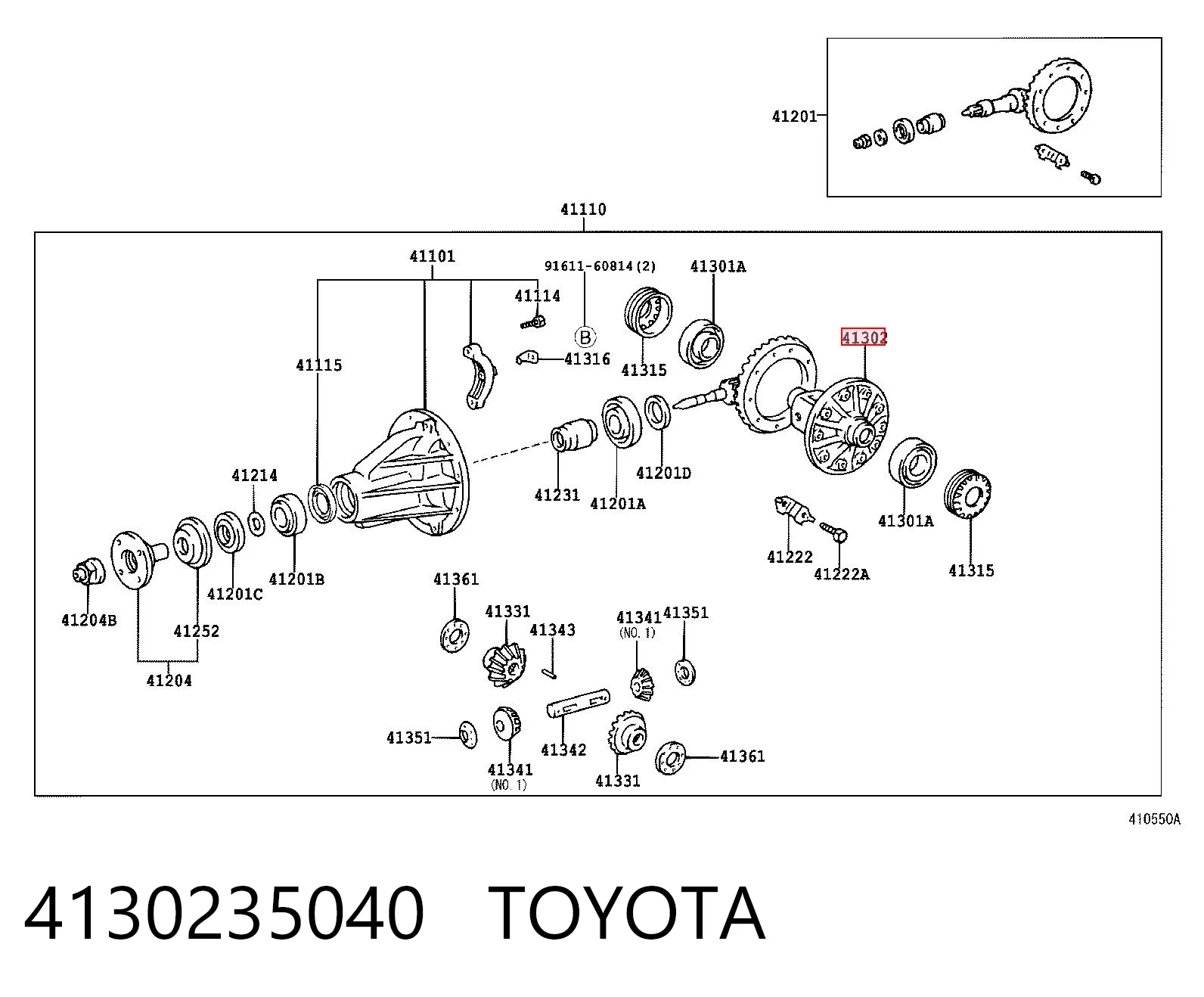 4130235040 Toyota Diferencial traseiro