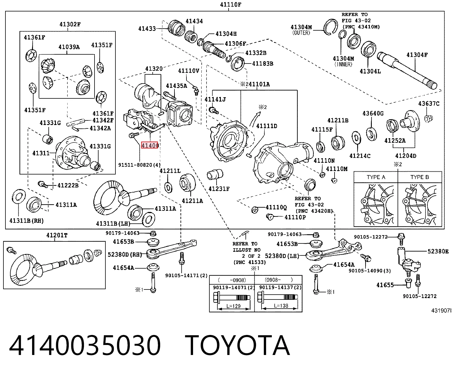 4140035030 Toyota Válvula a vácuo de ativação do eixo dianteiro