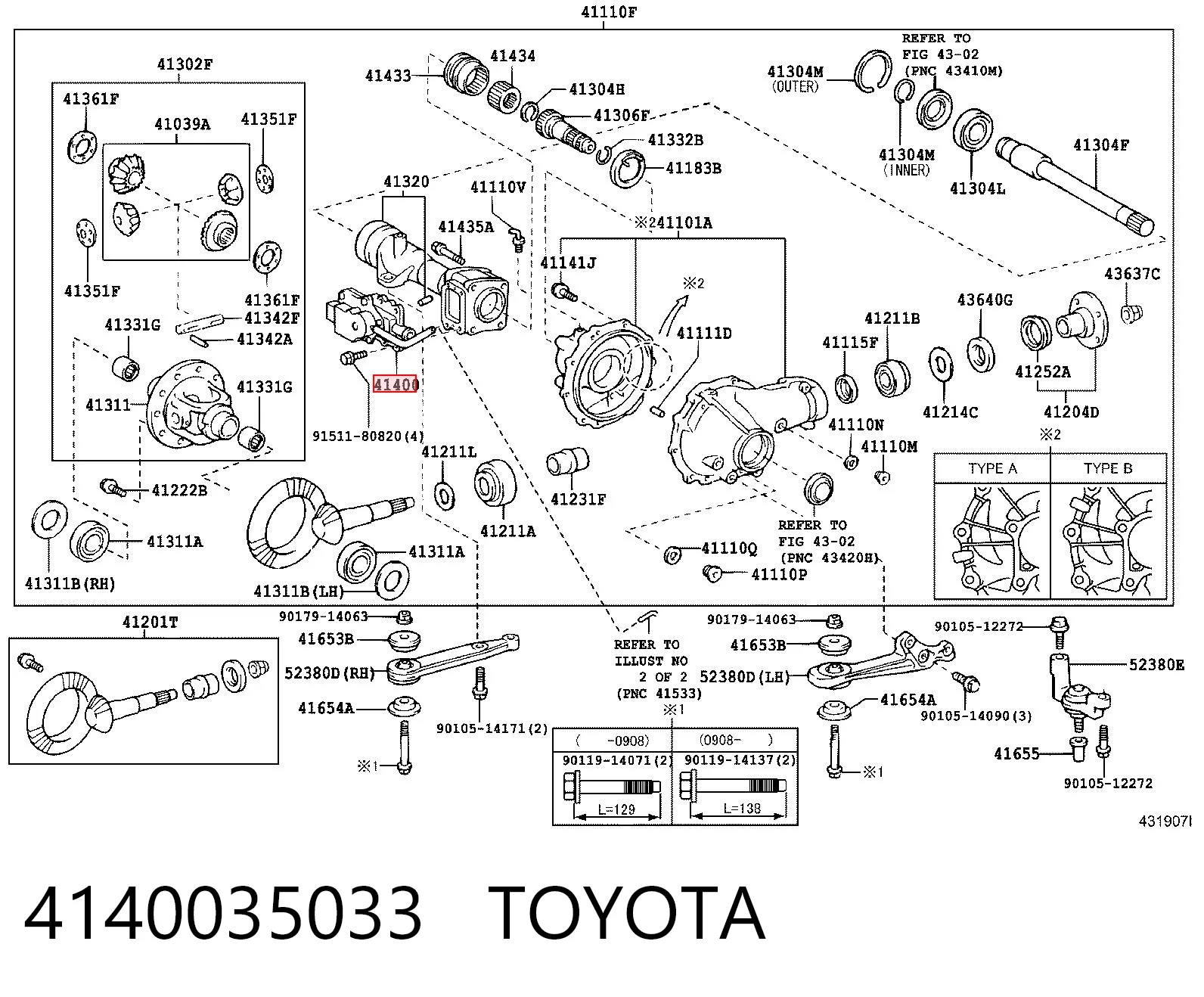 4140035033 Toyota Válvula a vácuo de ativação do eixo dianteiro