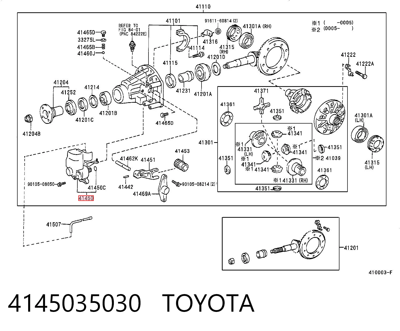 4145035030 Toyota Acionamento de bloqueio de diferencial do eixo traseiro