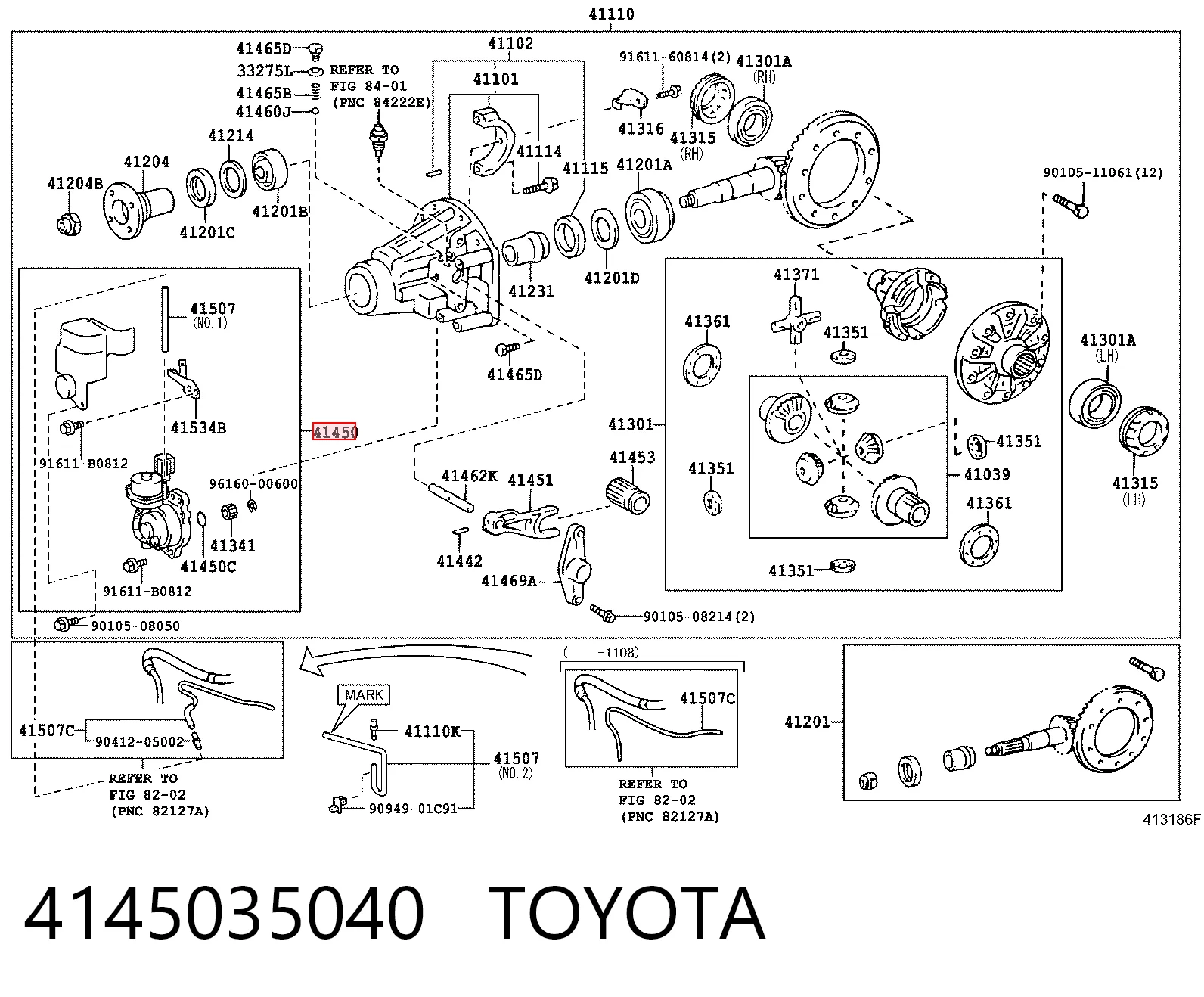 4145035040 Toyota Acionamento de bloqueio de diferencial do eixo dianteiro
