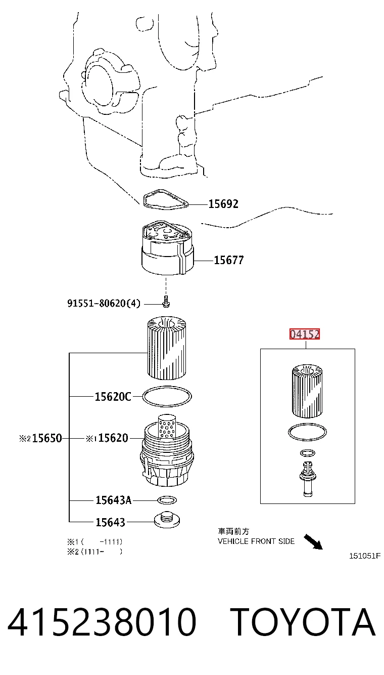 415238010 Toyota Filtro de óleo