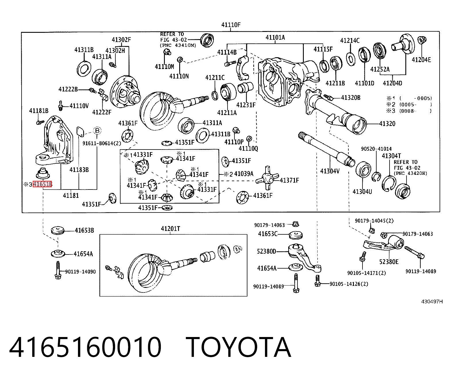 4165160010 Toyota Bloco silencioso (coxim) dianteiro de redutor do eixo dianteiro