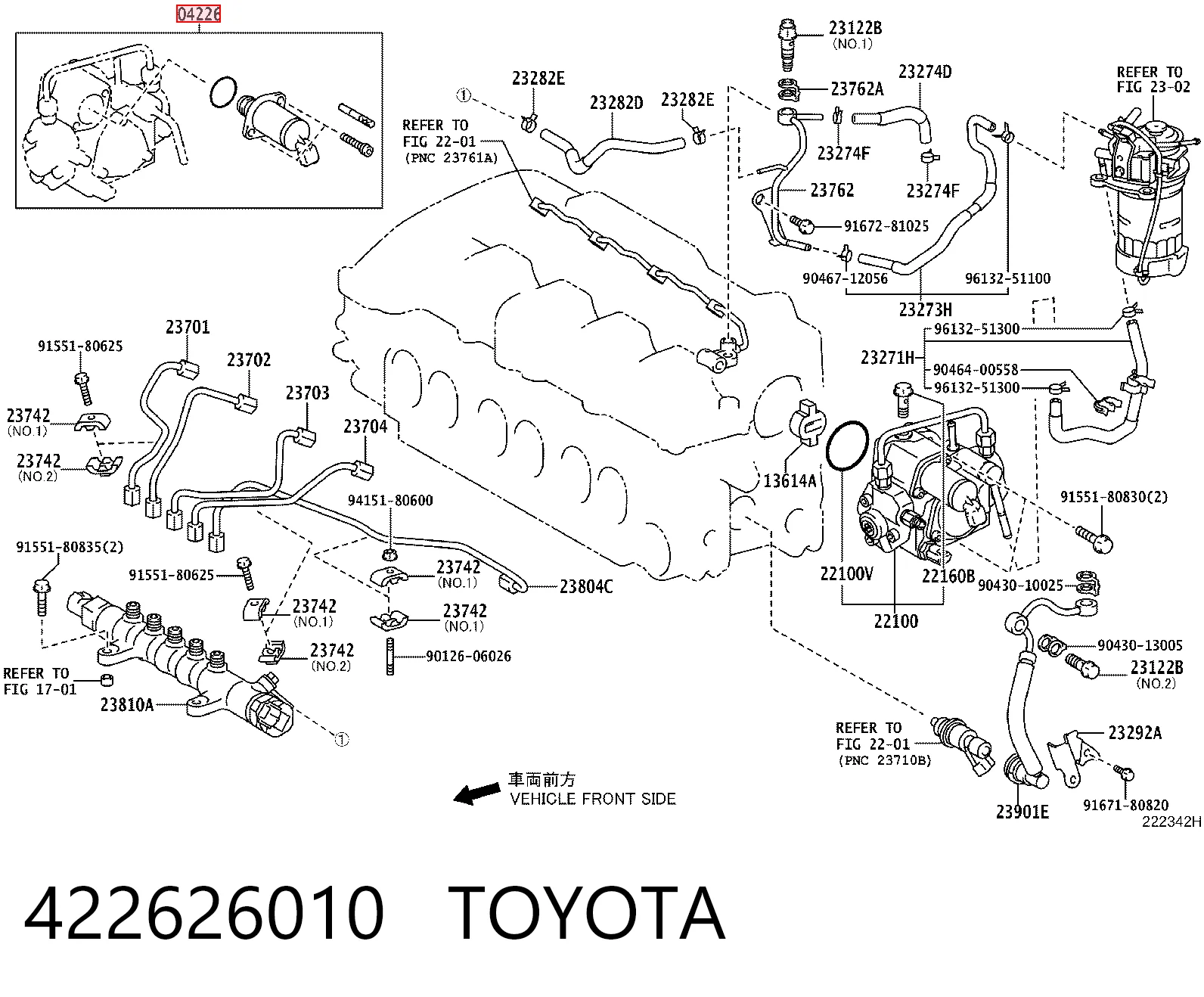 422626010 Toyota Válvula de regulação de pressão (válvula de redução da Bomba de Combustível de Pressão Alta) Common-Rail-System