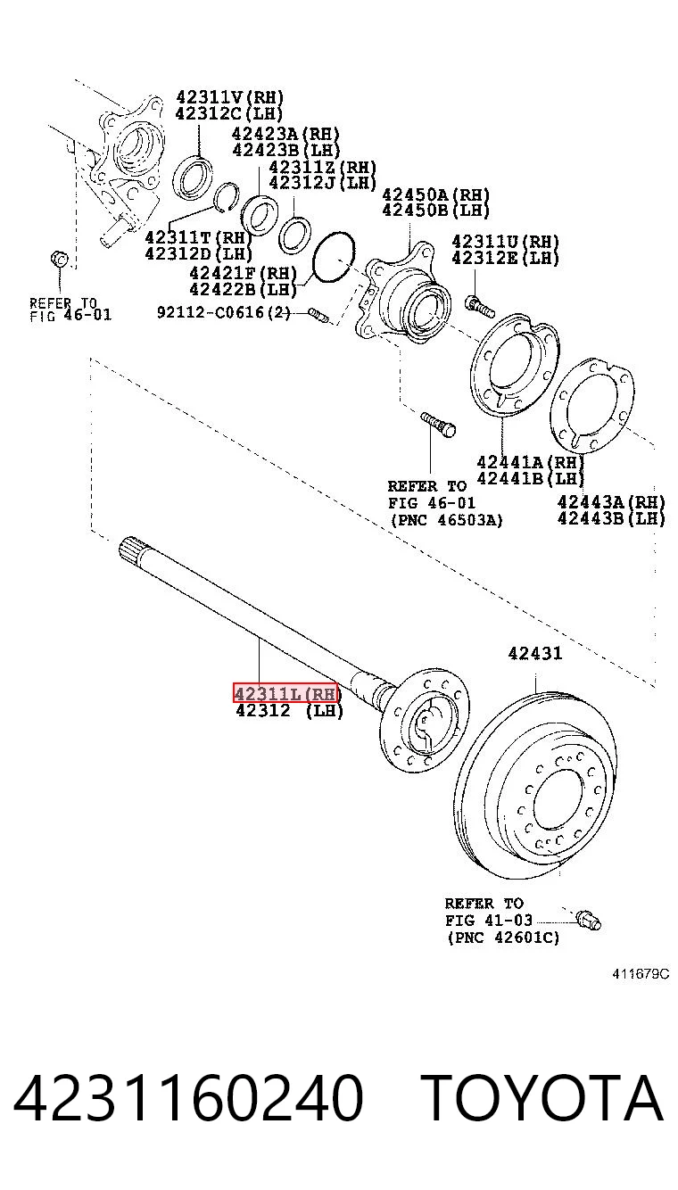 4231160240 Toyota Semieixo traseiro