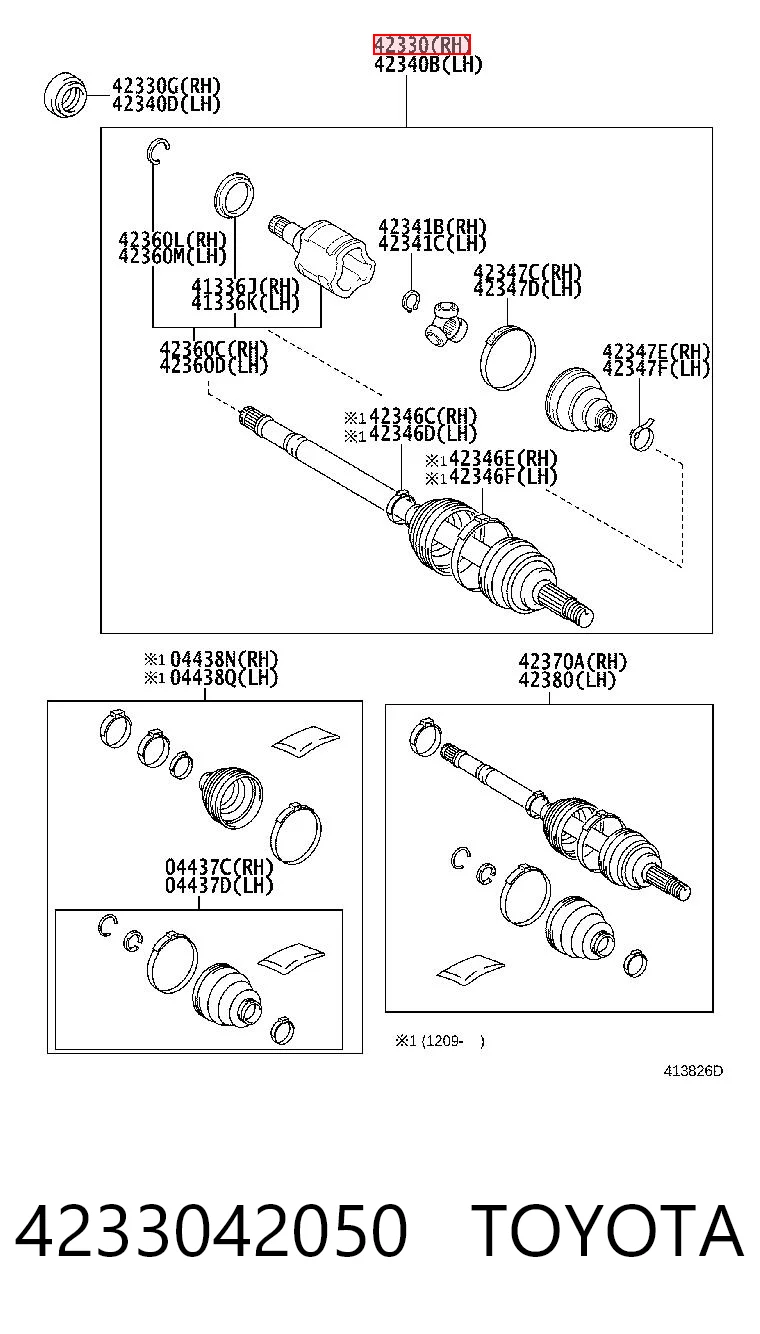 4233042050 Toyota Semieixo traseiro