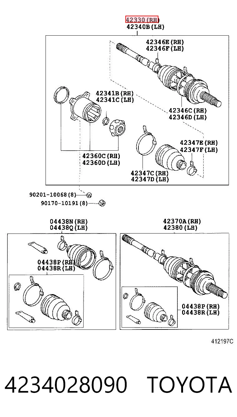 4234028090 Toyota Semieixo traseiro