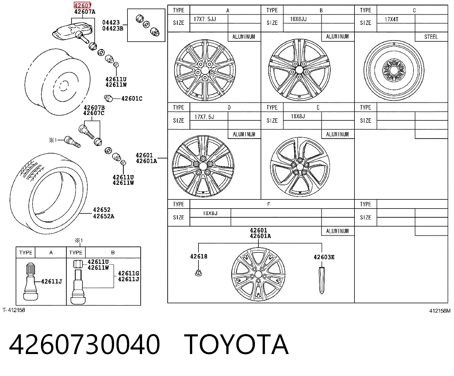  Sensor de pressão de ar nos pneus Toyota RAV4 III SUV (A3) (2005 - 2012) III