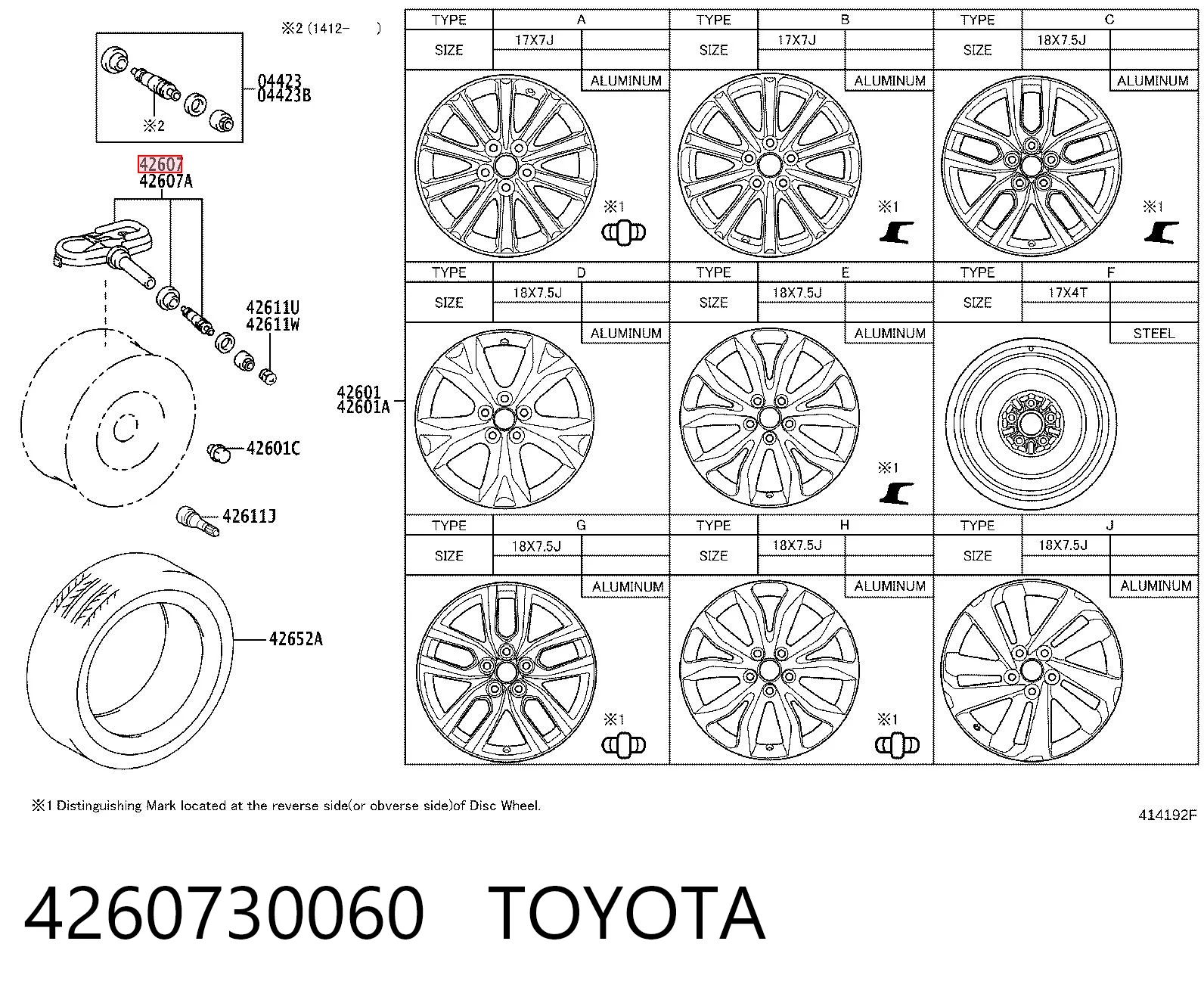 4260730060 Toyota Sensor de pressão de ar nos pneus