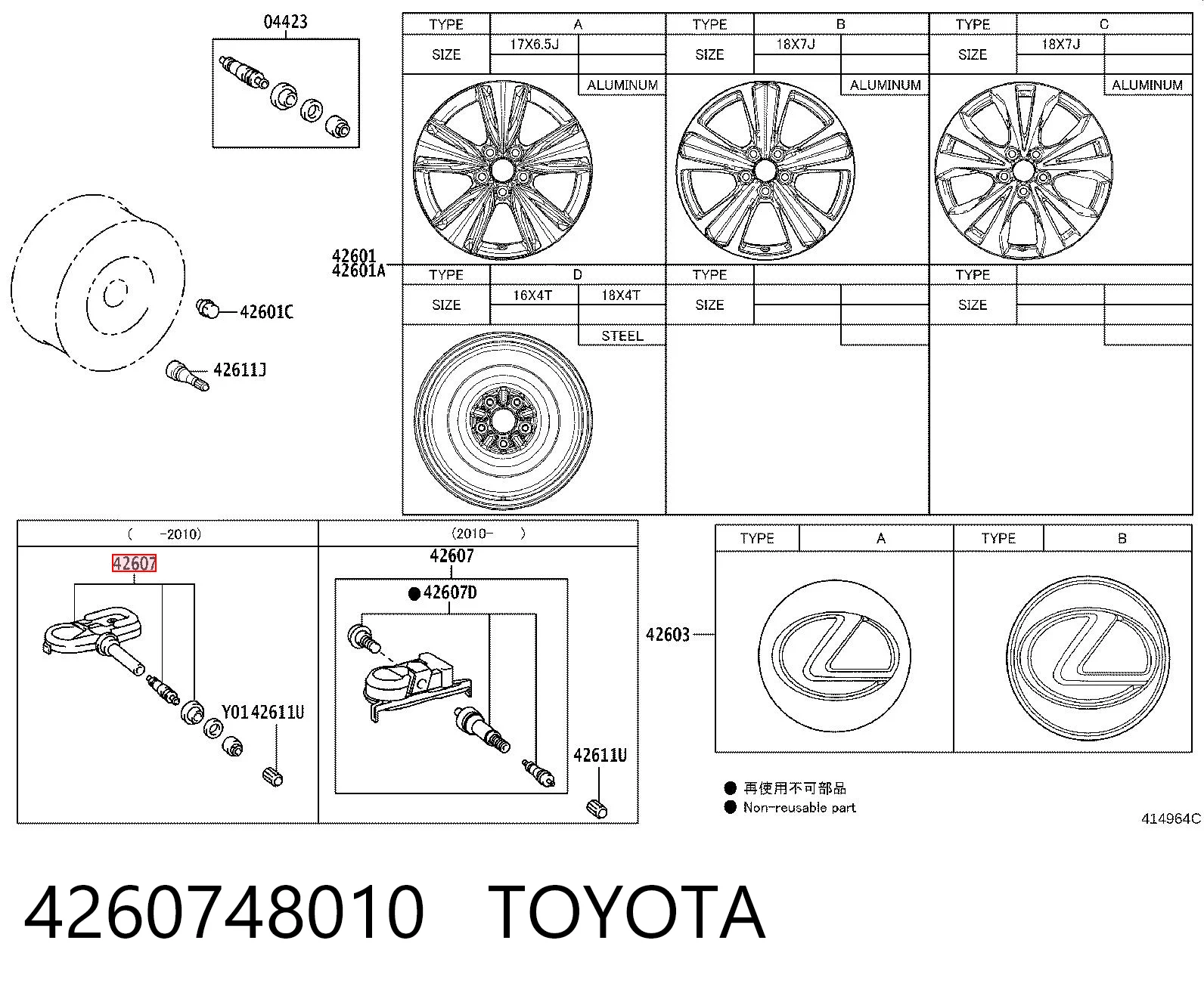 4260748010 Toyota Sensor de pressão de ar nos pneus