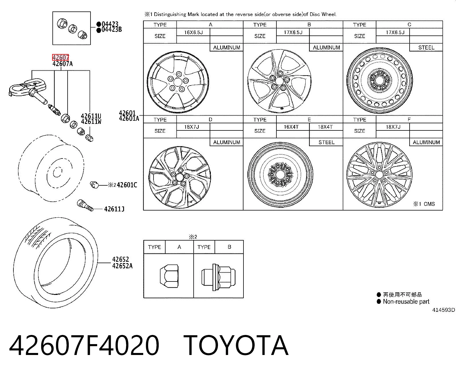 Sensor de pressão de ar nos pneus Toyota RAV4 V A5,H5