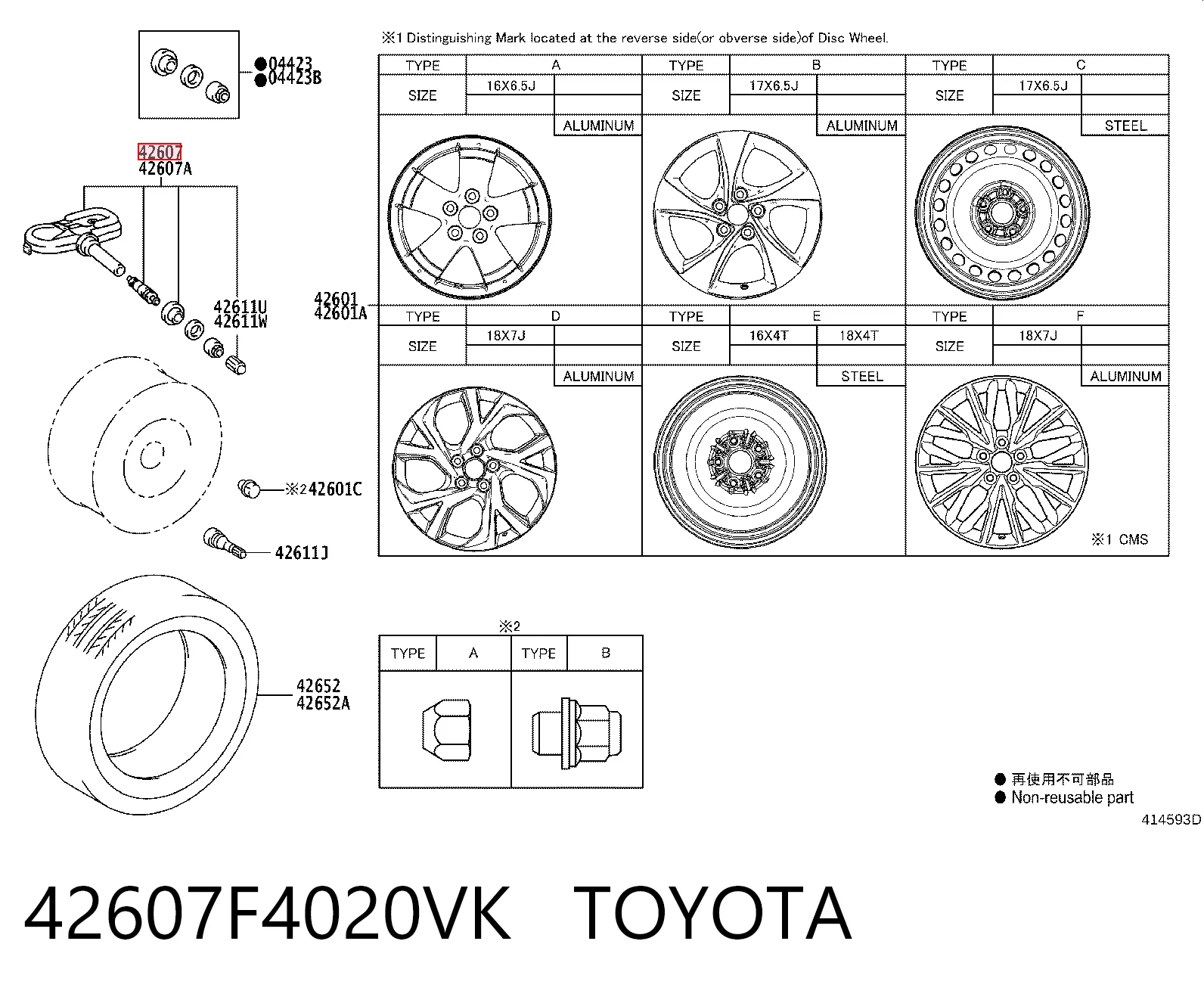  Sensor de pressão de ar nos pneus Toyota RAV4 V SUV (A5,H5) (2018 - 2025) V