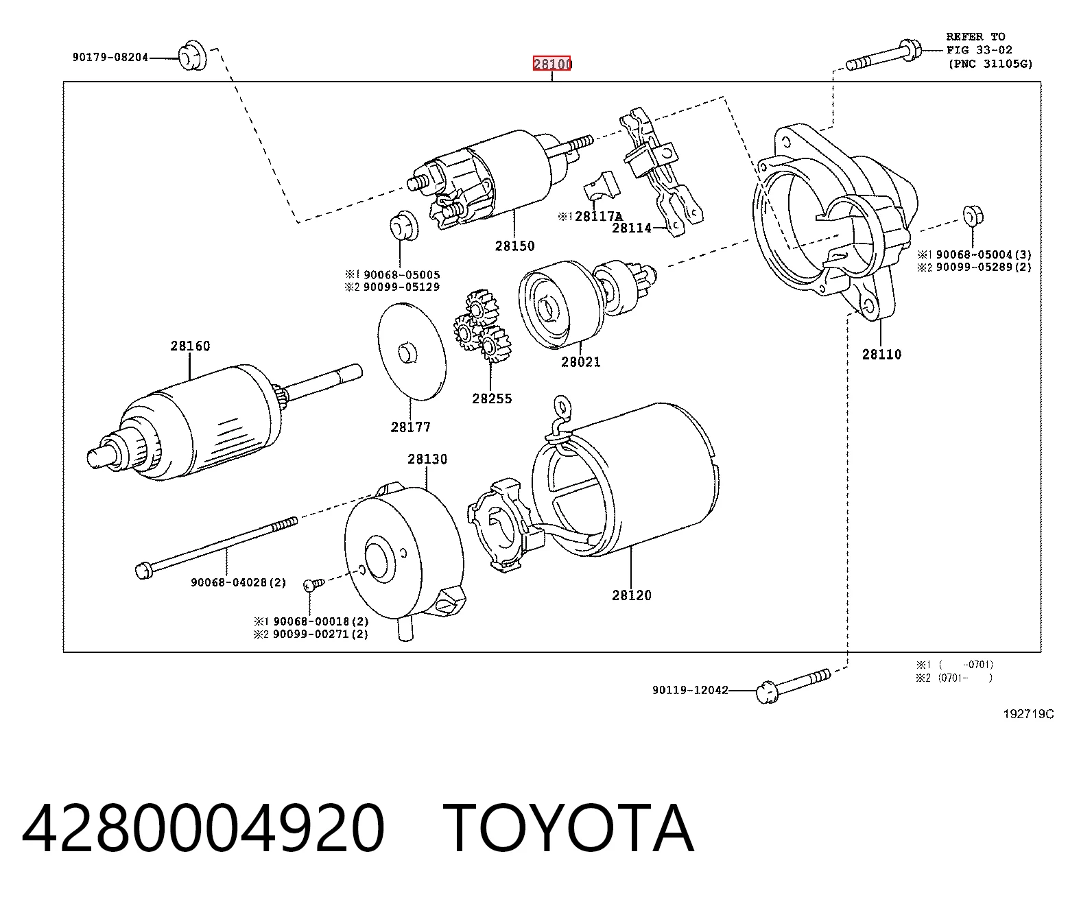 4280004920 Toyota Motor de arranco