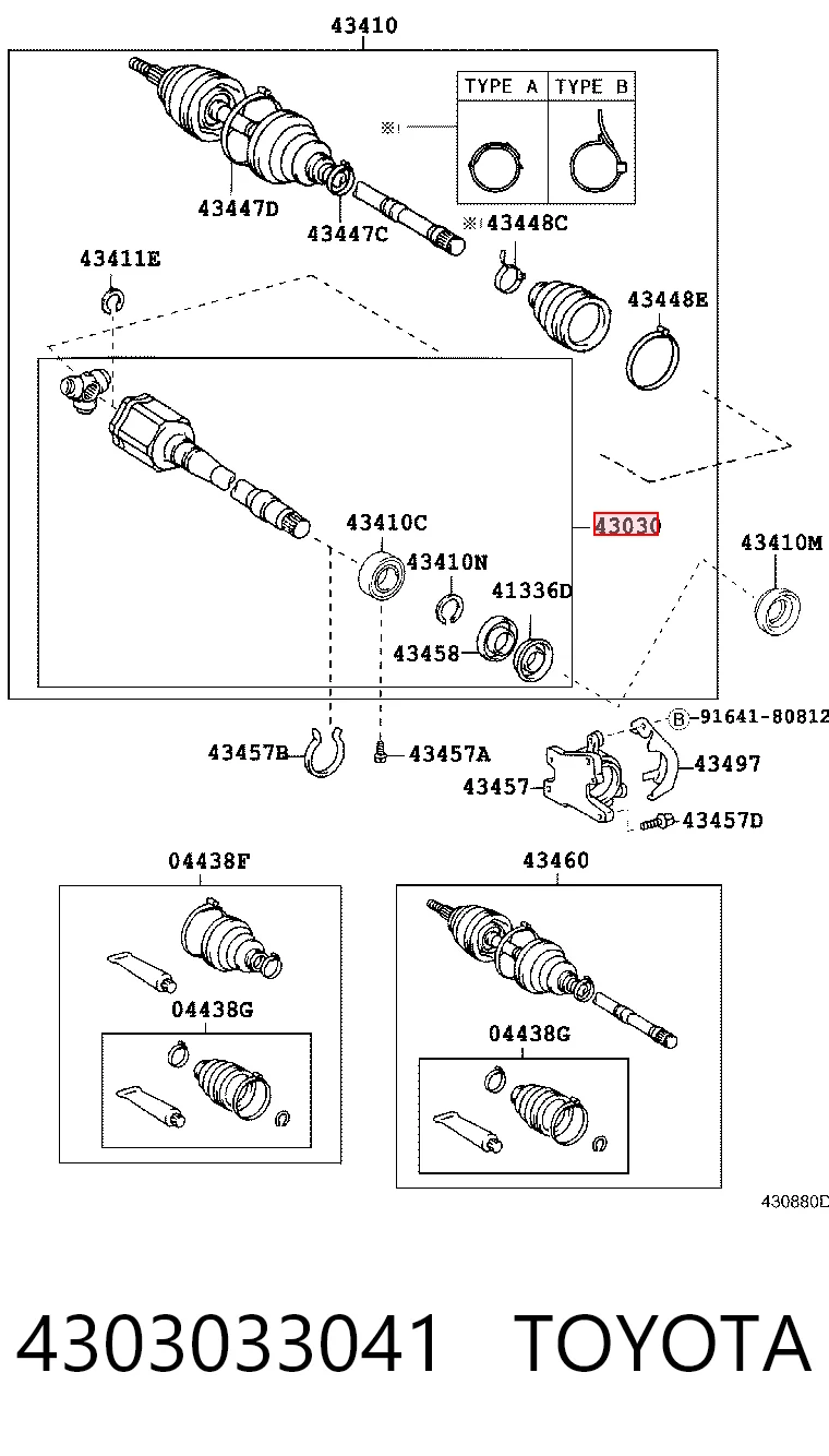 4303033041 Toyota Junta homocinética interna dianteira direita