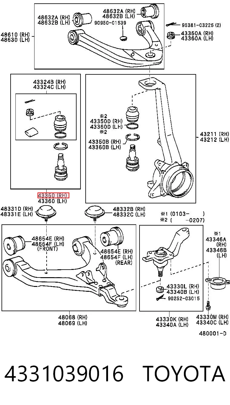 4331039016 Toyota Suporte de esfera superior