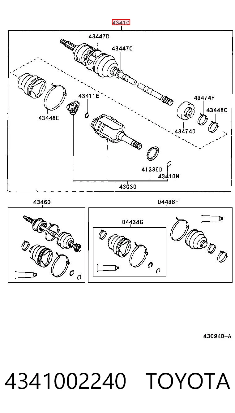 4341002240 Toyota Semieixo (acionador) dianteiro direito
