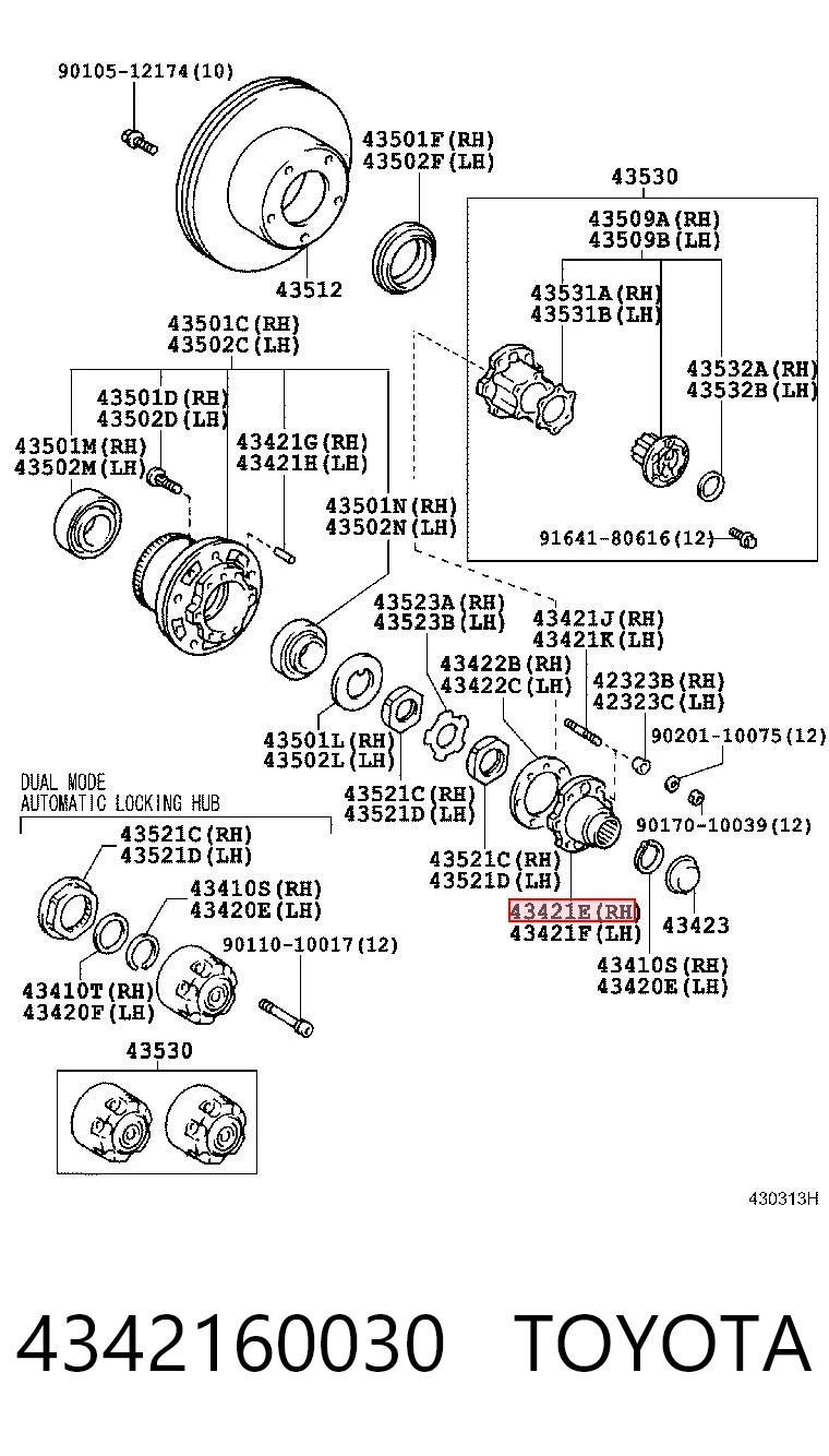4342160030 Toyota Flange de cubo dianteiro