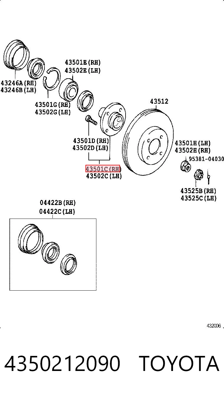 Cubo dianteiro para Toyota Corolla  E11